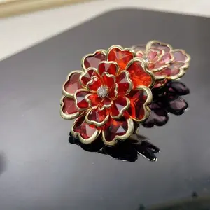 Acrylic diamond-encrusted camellia scarf buckle ButtonCovers decorative buckle cufflink alloy accessory