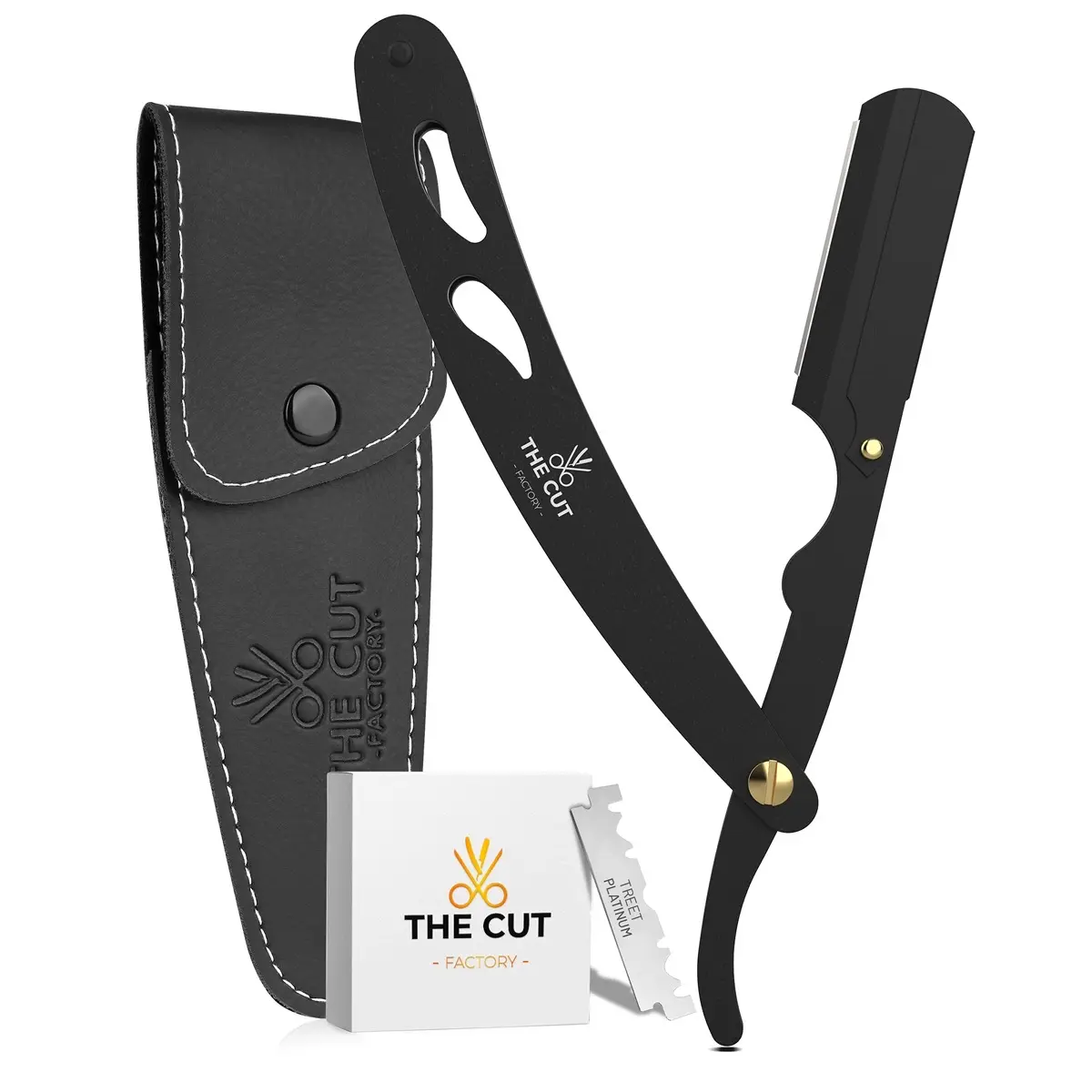 The Cut Straight Razors with Blades for Men, Professional Barber Straight Edge Razor, Stainless Steel Manual Razor Set Blade Handle Comfort Barber