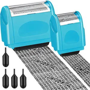 Identity Theft Protection Roller Stamp Set - Blue (3 Refill Ink Incleded) Identity Protection Roller Stamp Confidential, Privacy Roller Stamp Information Blocker  for ID Account Data Address Security