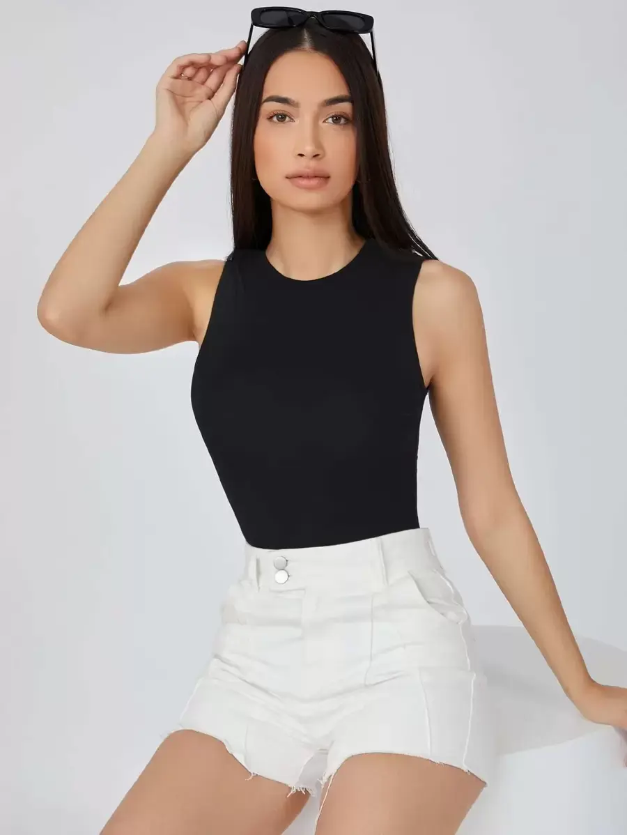 BASICS Solid Form Fitted Tank Bodysuit/Summer