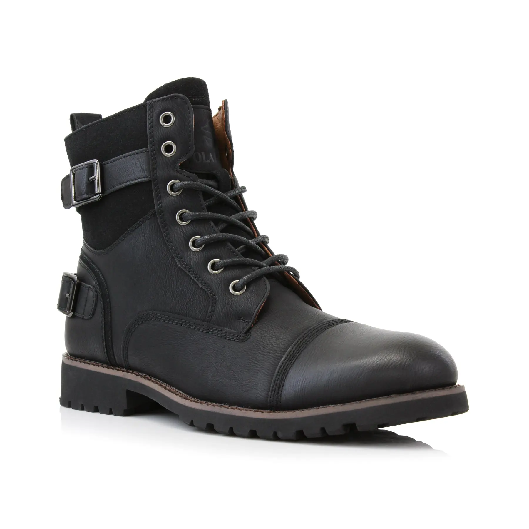 Polar Fox Patrick classic cap-toe motorcycle boots, in Black, Men's Size 6.5 - 13