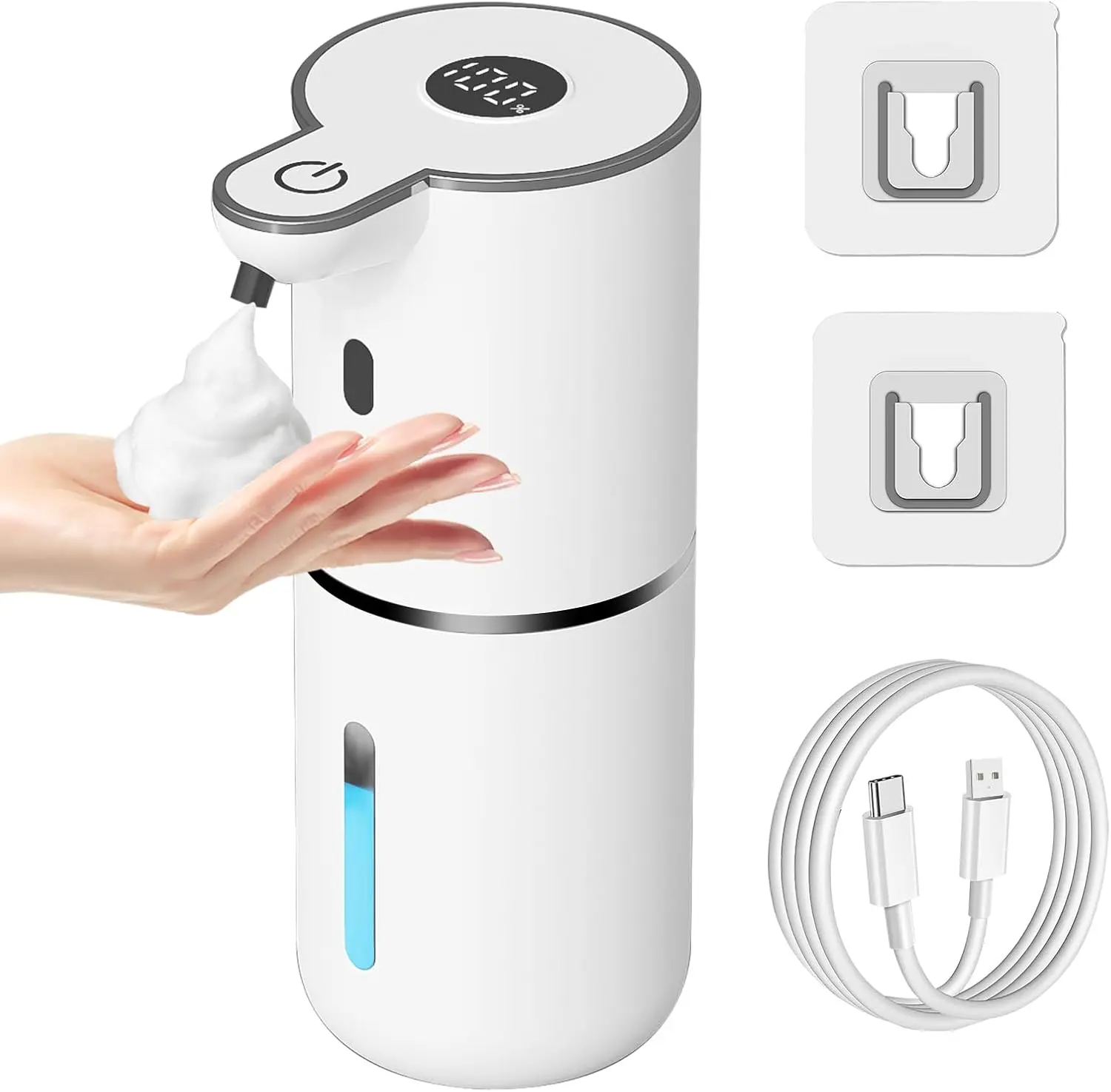 Automatic Soap Dispenser Touchless Foaming Soap Dispenser, USB Rechargeable 12oz Soap Dispenser, 6 Adjustable Levels Waterproof Soap Dispenser, Kitchen Gadgets Home Essentials Hand Wall Bathroom Restroom Soap Dispenser