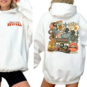 Treaty Oakk Revival Western Hoodie 2 Sides, Retro Bar Cowboy Graphic Tee, Vintage Music Country Style T Shirt, Concert Gift For Fan, Unisex Sweater Pullover Tee sweatshirt