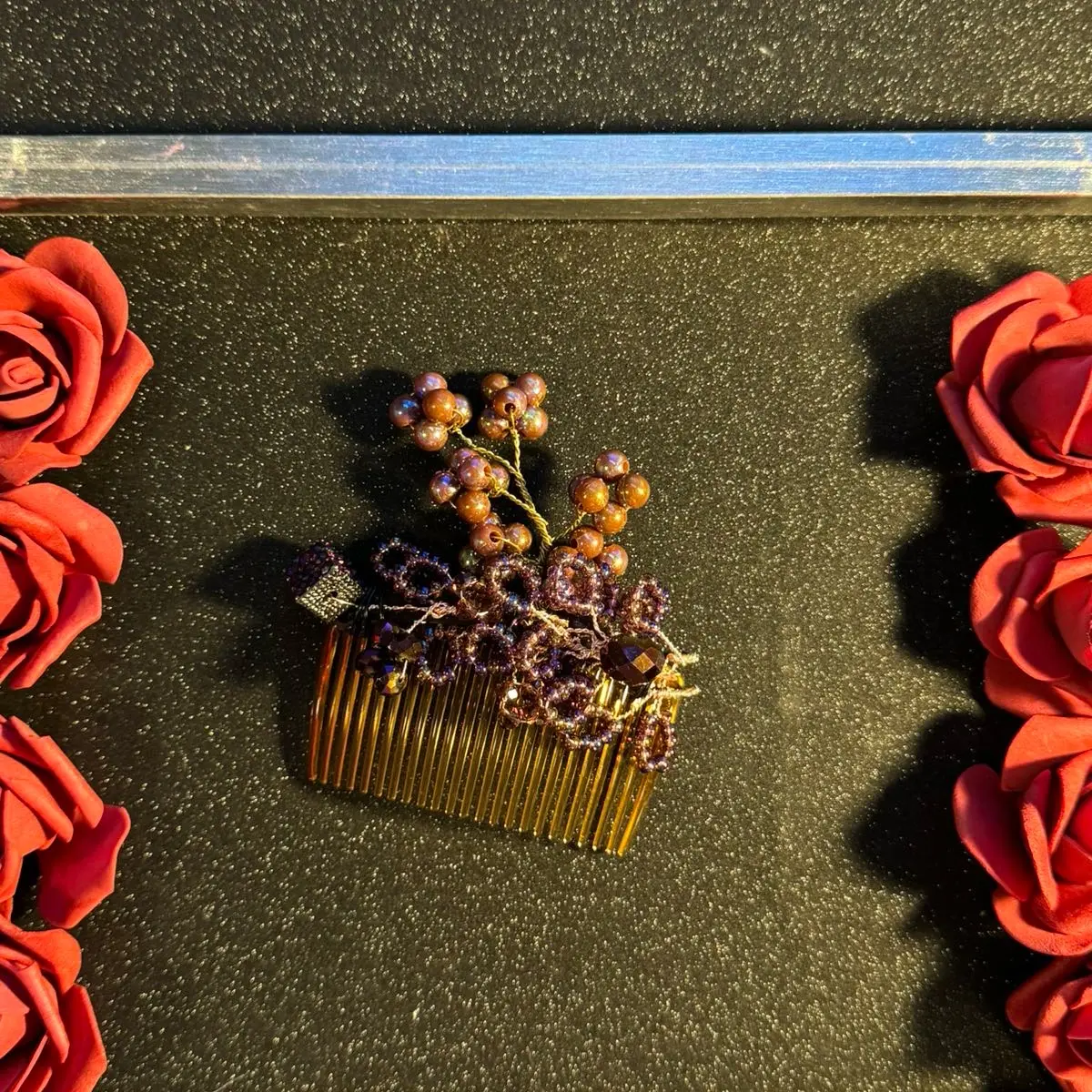 Handmade cute Purple Haze Pearl Beaded Hair comb
