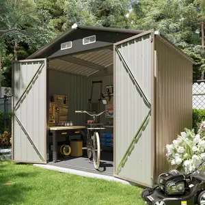 【Ships in 2 Packages】AOXUN  Outdoor storage shed with solid floor, steel tool storage shed with door and lock, metal storage shed, garden storage shed, suitable for backyard garden patio and lawn