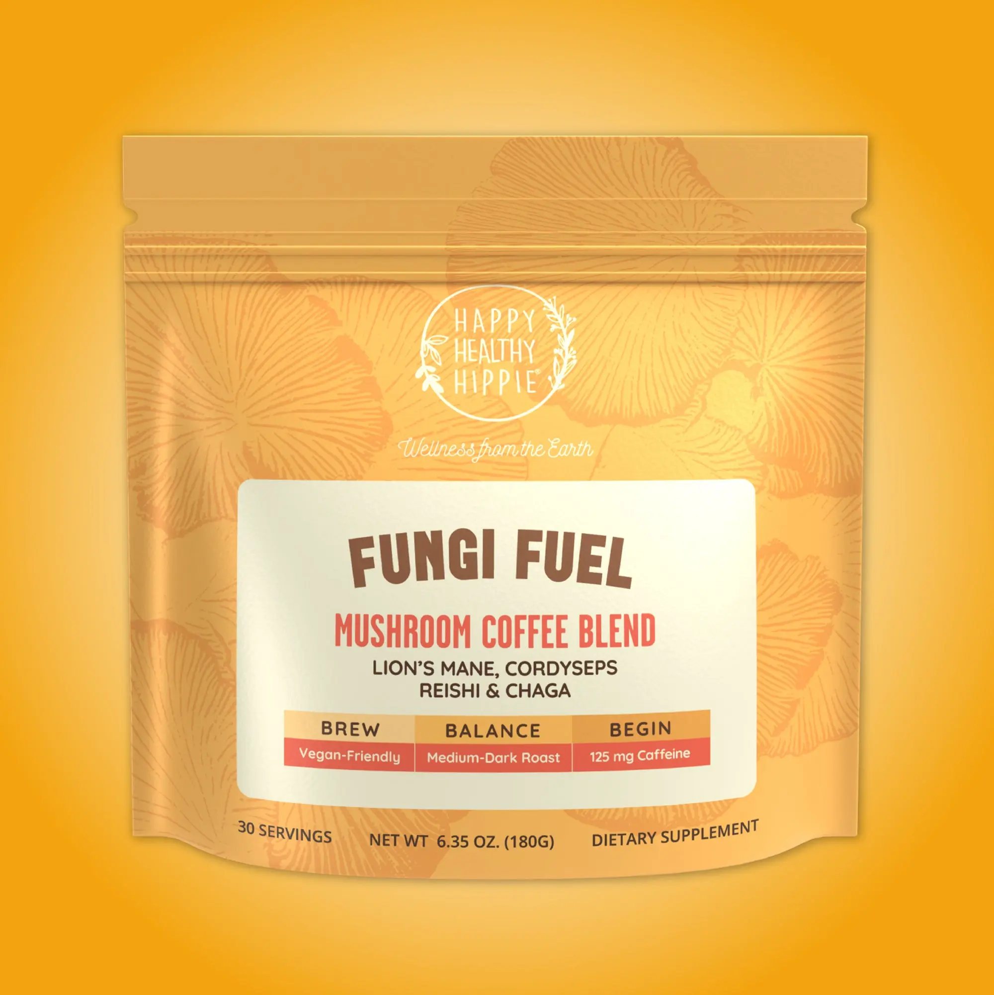 Mushroom Coffee - Lion's Mane, Rhodiola, L-Theanine  and 8 Mushroom Blend - High Caffeine 125mg - Immune Boosting + Focus and Gentle Energy - Medium Roast, 30 Servings30 Servings