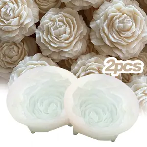 2PCS Peony Resin Mold Peony Mold Peony Candle Mold Rose Mold 3D Flower Mold Flower Candle Mold Silicone Mold for Resin Cake Mold Clay Candle Making Molds Craft Supplies Flower Resin Mold
