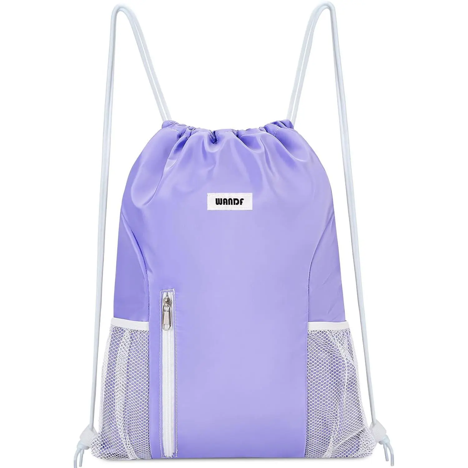 Unisex Adjustable Drawstring Backpack, Water-Resistant Gym Sackpack with Mesh Pockets & Zippered Inner Pocket for Sports, Daily Carry