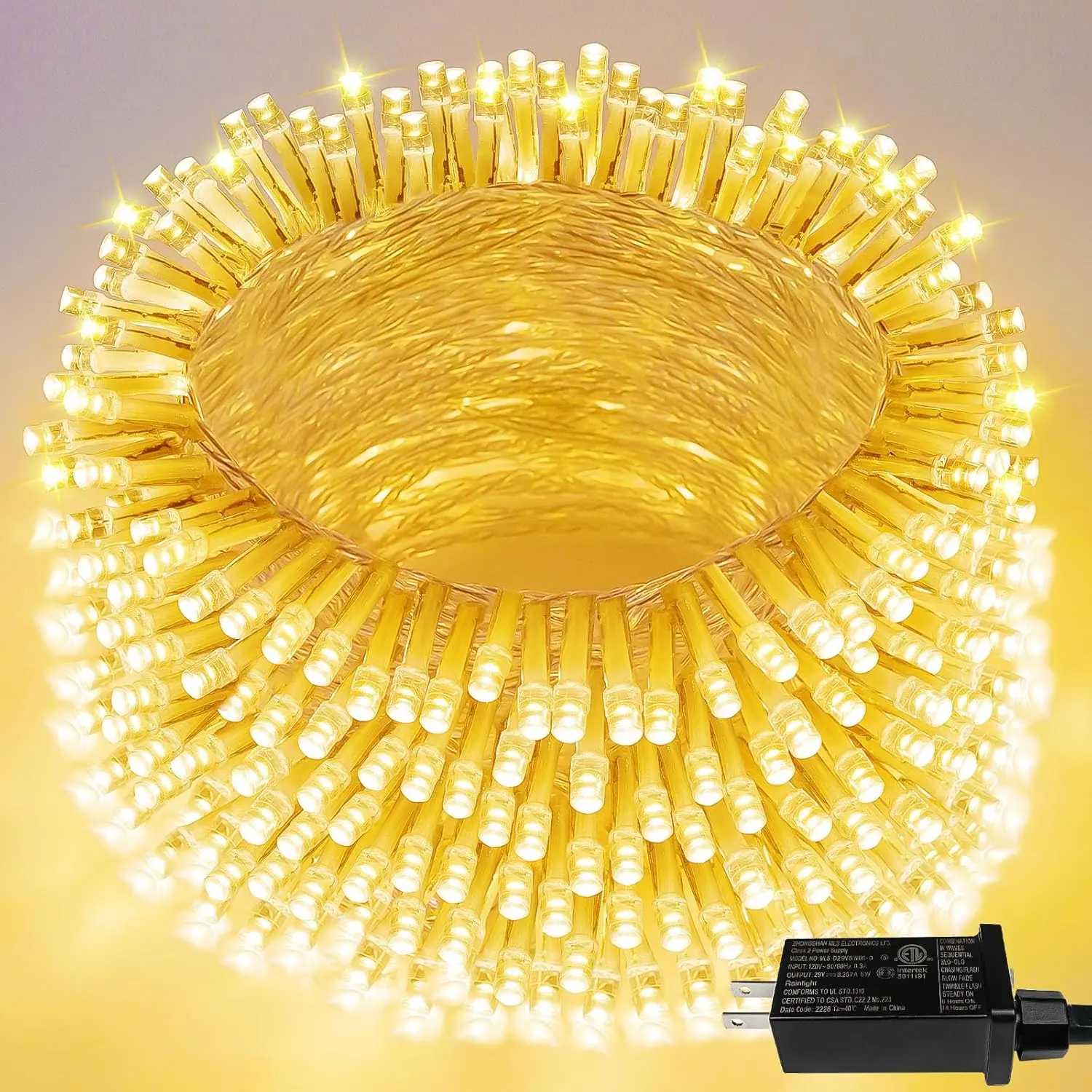Extra-Long 66FT String Lights Outdoor/Indoor, 200 LED Super Bright Christmas Lights for Bedroom,  8 Modes Plug in Twinkle Fairy Light for Classroom Christmas Tree Decorations (Warm White)