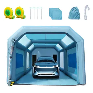 VEVOR 26x15x11ft Inflatable Paint Booth, Inflatable Spray Booth, High Powerful 750W+950W Blowers Spray Booth Tent, Car Paint Tent Air Filter System for Car Parking Tent Workstation Motorcycle Garage
