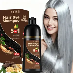 5-in-1 Silver Gray Hair Dye Shampoo – Natural Plant-Based Formula, Quick Gray Coverage, Conditioning & Color-Locking, Unisex 500ml, Semi-Permanent, Ammonia-Free, Hair Color for Men & Women