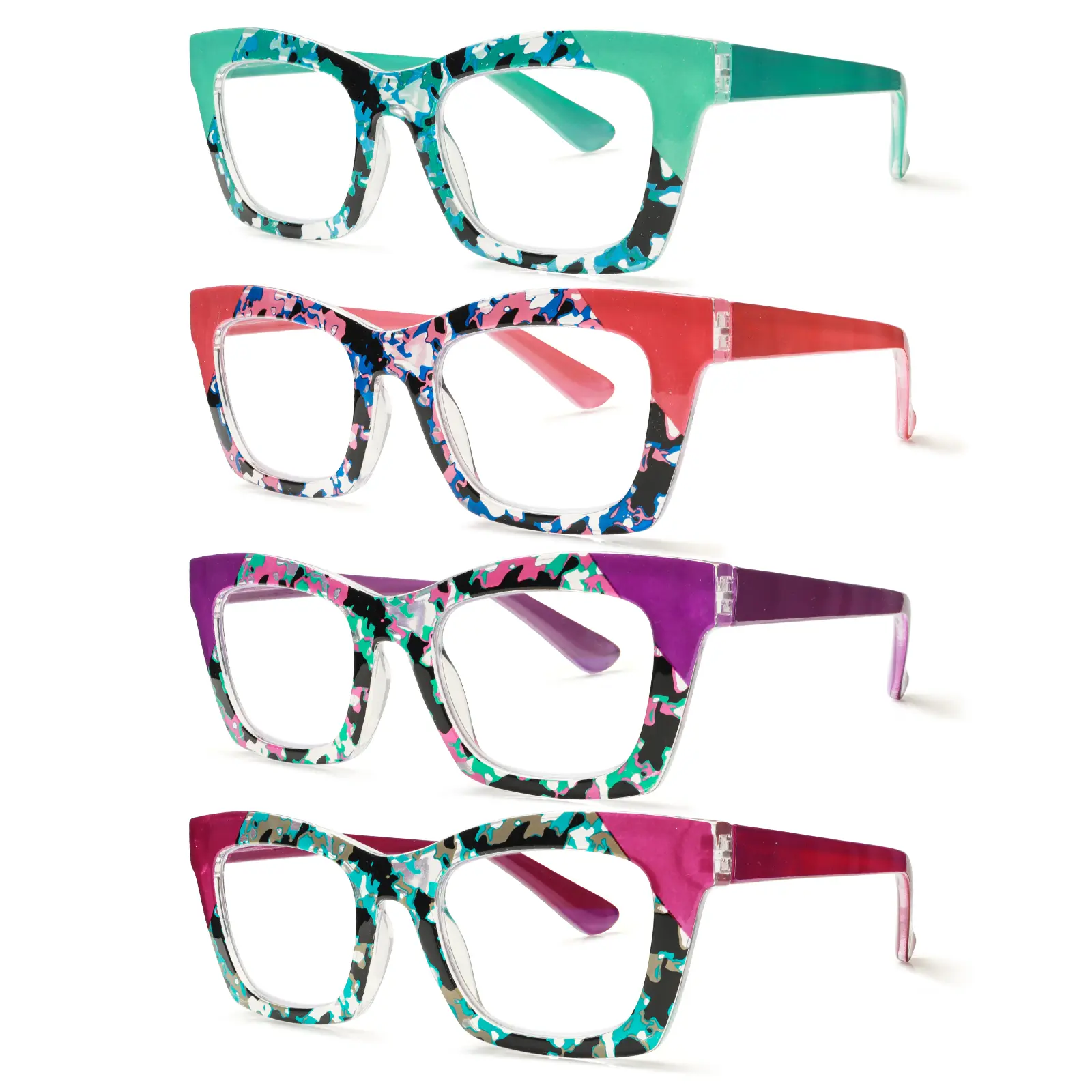 ZOECENT Women's Blue Light Blocking Reading Glasses Comfortable Spring Hinges for Computer Browsing 4pack
