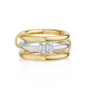 NECOCY 3 Layered Interlocked Stackable Engagement Rings for Women-Cubic Zirconia Stacking Jewelry for Fashion