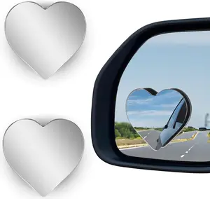 【NewYear2026】2Pcs Cars Heart Shaped Blind Spot Mirrors Car Side Mirror Blindspot Adjustabe Angle Removable Wide Angle Convex RearView Mirror for Enhanced Safety Universal Fit Stick, Car Accessories for Cars Suvs