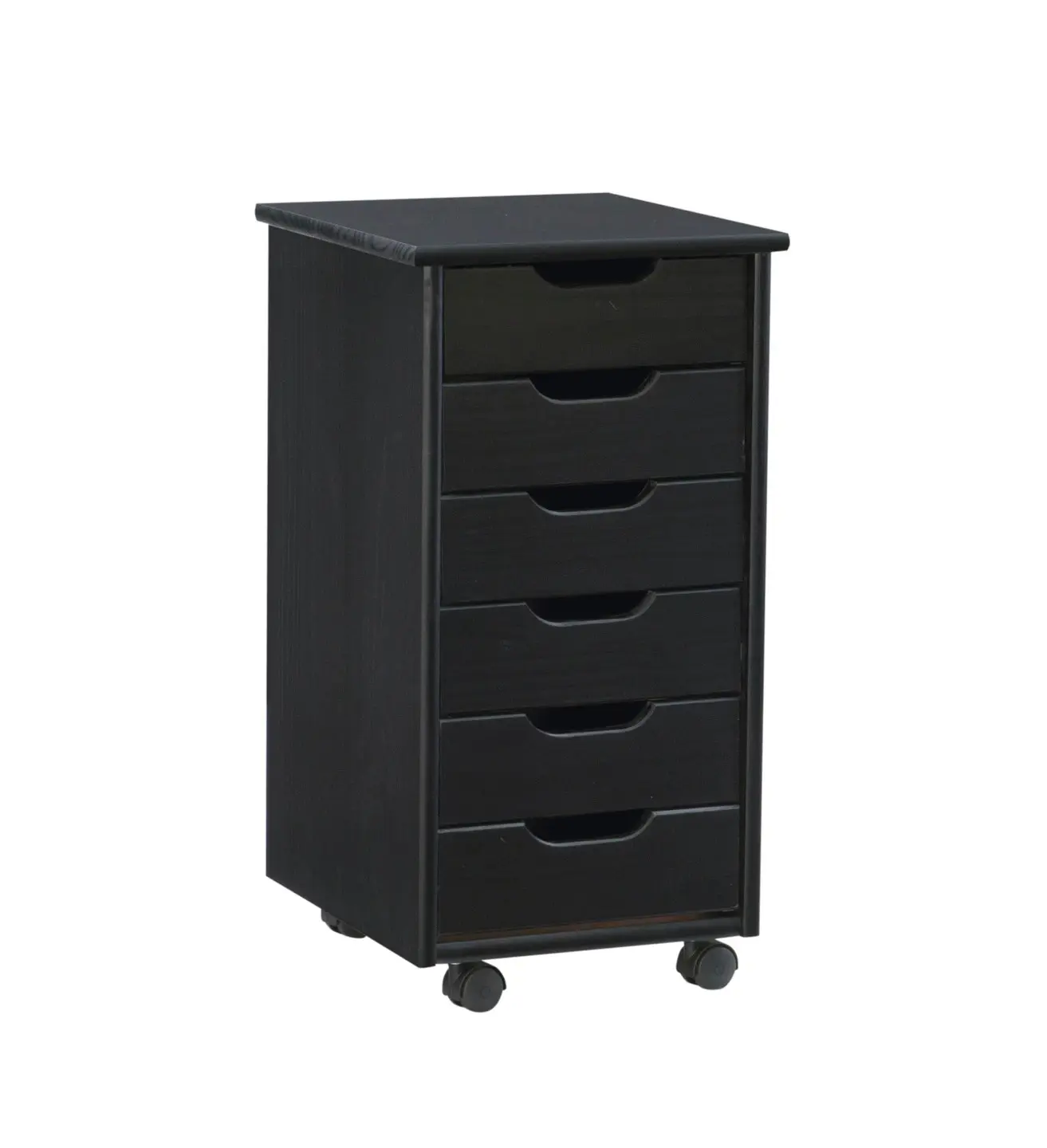 Linon Boyd Black 6-Drawer Rolling Storage Cart