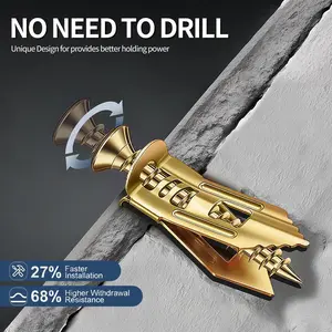 60Count Hollow Drywall Wall Anchors Self Tapping Drilling Screws Heavy Duty Zinc Coated No Pre Holes Required Simple Installation For TV Mount Bicycle Cabinet Home Fixing