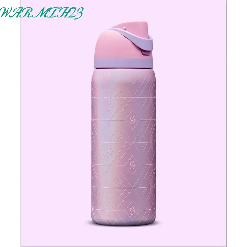 32oz Pink-Purple Gradient Diamond Stainless Steel Insulated Vacuum Tumbler - Leak-Proof Lid, Holographic Sparkle-in-Light Candy Coated Flask Bottle for Office Commute
