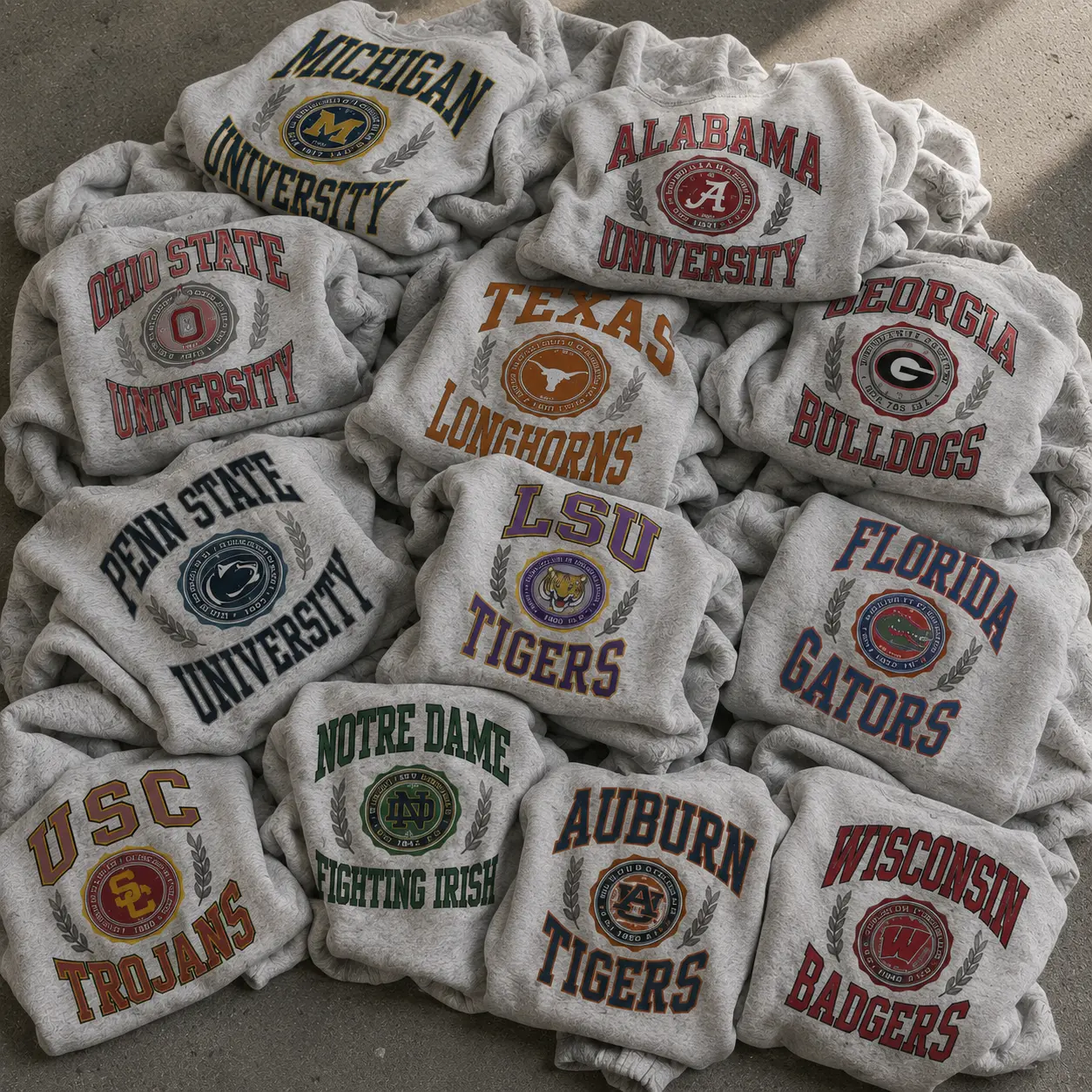 Vintage University Crewneck Sweatshirt, Retro College Graphic Pullover, Distressed Ash Grey Sweatshirt, Classic Campus Spirit Apparel, Heavyweight Fleece Crewneck, Unisex Collegiate Streetwear, Cozy Gift for Students and Alumni