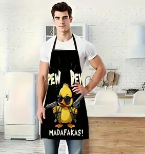 Adorable Duck-Print Apron with Pew Pew Madafakas Design Durable Sleeveless Kitchen Apron for Cooking Baking Grilling Home & Professional Use Perfect Creative Gift Top Choice for BBQ & Baking Enthusiasts Heavy-Duty Apron