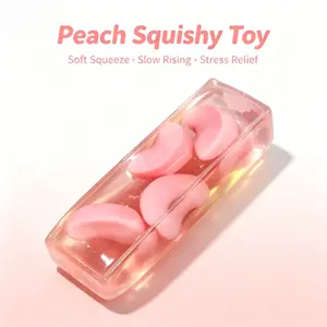Long Fruit Series Squishy Stress Relief Toys - Watermelon, Yellow Peach, Melon, Ice Cube-Shaped Jelly Fidget Toys for Reusable Infinite Squeezing