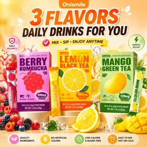 【Onismile】【Three flavors】Collagen Peptide Powder & Pre-Workout Energy Drink Trio – Lemon Black Tea for Glow, Berry Kombucha for Daily Refresh, Mango Green Tea for Focus & Metabolism, Hydrating Vitamins