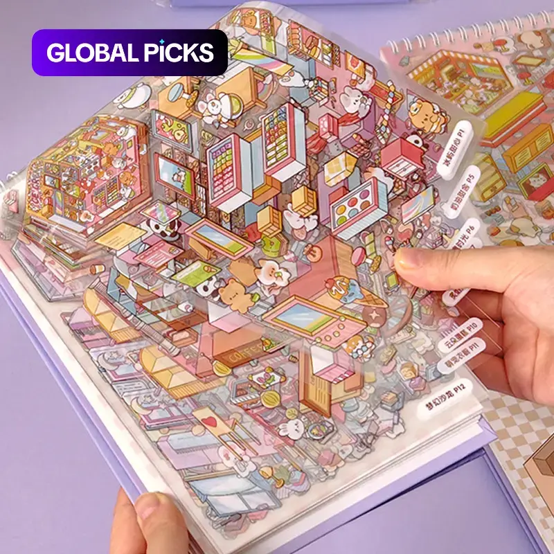 40pcs Miniature Scenic Stickers for Scrapbooking, Cute 3D Visual Cottage Design, Perfect for Journaling and Crafts, Decorative Stickers