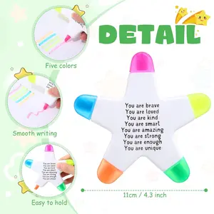 12 Sets Star Highlighters with You're a Star Cards Gift Bags 5 in 1 Fluorescent Pens Graduation Gifts (Brave)