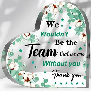 Heart Shaped Desktop Ornament, 1 Count Thank You Colleague Acrylic Plaque, Desktop Decoration for Home Office, Gift for Colleague, Boss, Employee, Home Business Decor