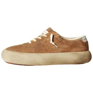 Golden Goose Space-Star Lace-Up Low-Top Fashion Sneakers for Men in Brown Distressed Finish Trending Shoes, House White Official Shoes to Get / Maison Mihara Verifiable, with credentials and supporting global authentication