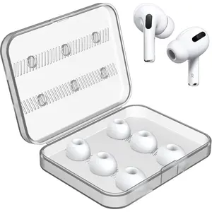 6 Pieces Replacement Ear Tips for AirPods Pro/AirPods Pro 2 Silicon Ear Buds Tips with Portable Storage Box (S/M/L 3 Pairs)