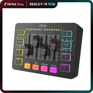FIFINE SC3 Audio Mixer for Streaming & Gaming, XLR Interface Device with RGB, 48V Phantom Power, Volume Faders, Mute Button – Compatible with PC, Smartphone, Phone, PS5,father'sdaygifts