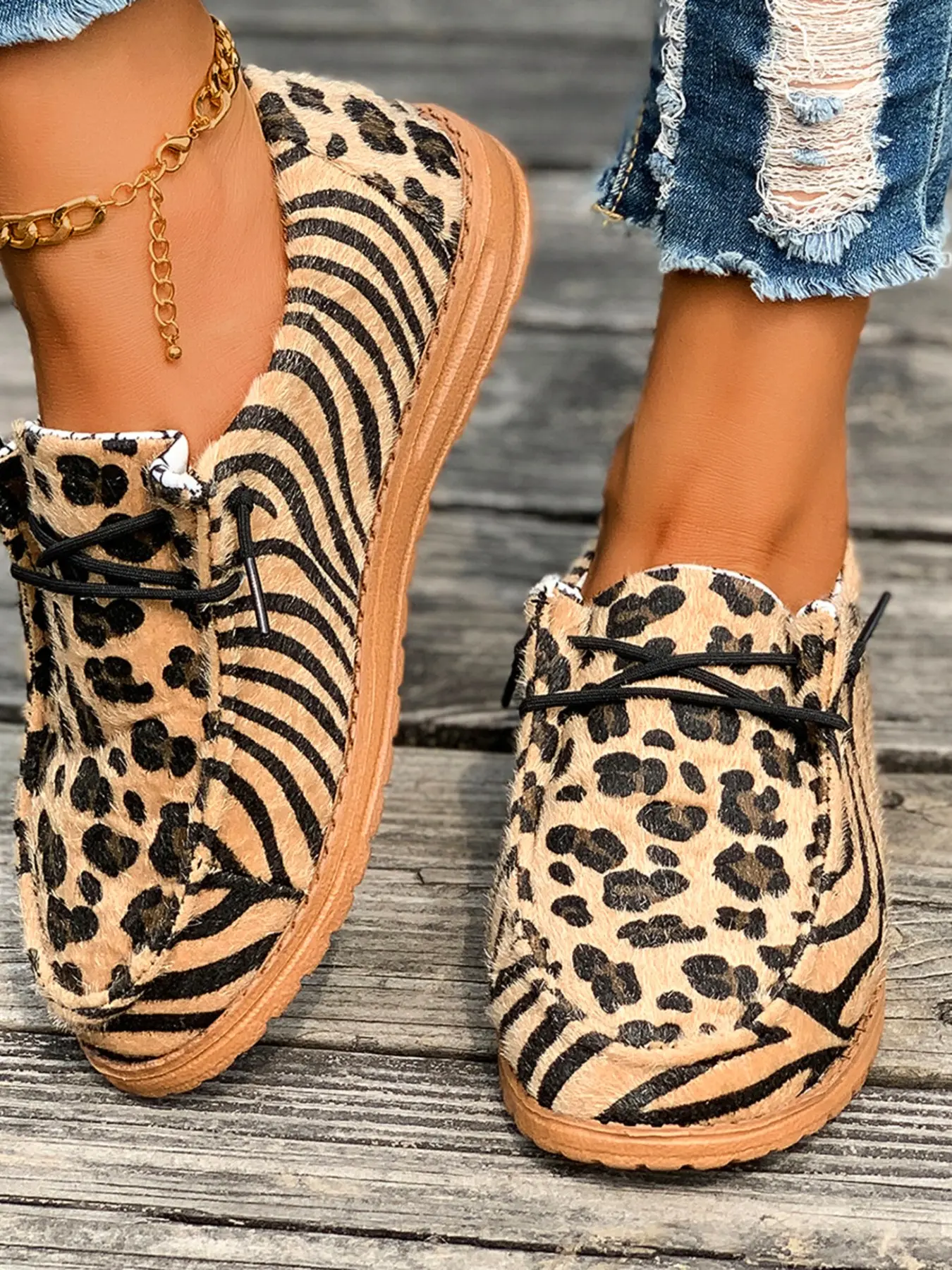 Women's Large Size Casual Shoes, Walking Shoes, Footwear, Soft Sole Slip-On Lazy Person Shoes, Lightweight Fashion Leopard Print, Spring Autumn All Seasons New Arrival