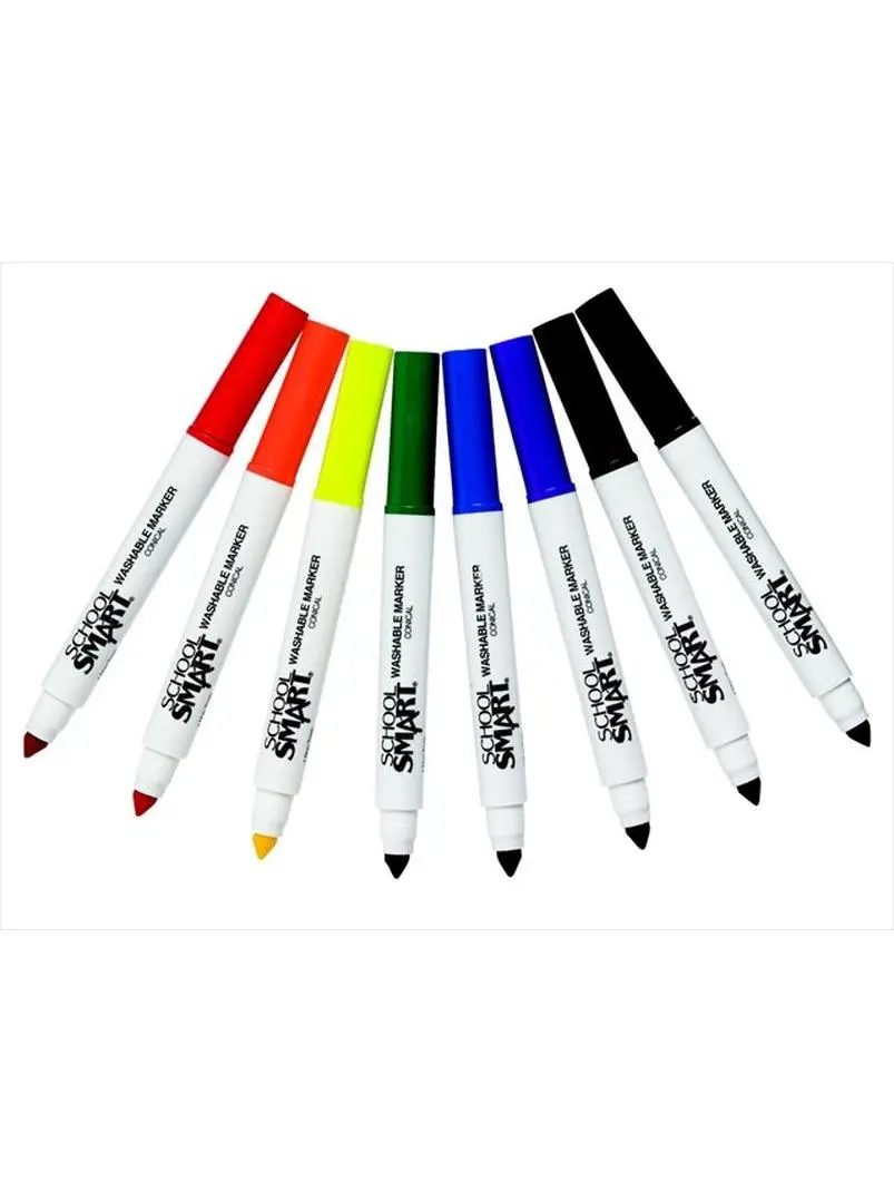 School Smart 086414 Non-Toxic Watercolor Markers - 200-Pack, Conical Tip, Assorted Colors, Office Writing Supplies for Highlighting & Coloring
