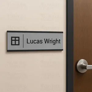 Personalized Office Name Plate with Logo Custom Engraved Acrylic Sign for Doors Cubicles Walls Business Job Title Plaque Workplace Door Tag