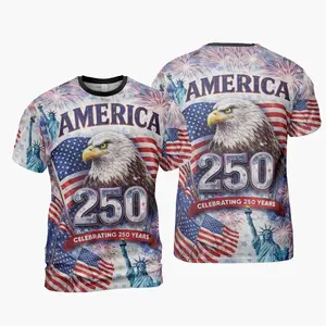 Celebrating 250th Anniversary United States All Over Print Shirt 4th of July Gift Patriotic Eagle, Statue Of Liberty, 250 Years Of Freedom and Faith YLS