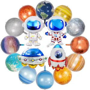 16 Pieces Galaxy Space Balloons - Large Outer Themed Decorations Rocket Spaceship Astronaut Planet Foil Balloons for Kids Birthday Baby Shower Party Supplies