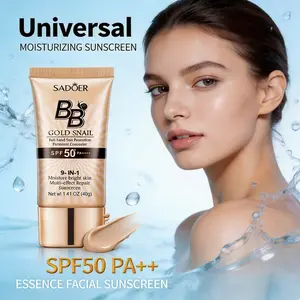 BB Cream SPF 50 PA+++ 9 in 1 Full Coverage Tinted Moisturizer Waterproof Sweatproof for Oily & Dry Skin ,Hydrating SunscreenHydrating Formula Face Sunscreen For All Skin Types regalo belleza masque buena snail bb cream instant age makeup beginner