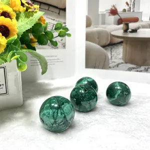 2 Counts 3.5cm Malachite Crystal Sphere Ball Natural Gem Mining Chakra Balancing Reiki Healing Crystal Meditation Balls for Witchcraft and Decorative