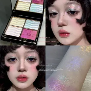 Four Color Eyeshadow Palette, Pearl Dream Wave Chameleon Glitter Eye Shadow, Highlighting Powder, Shimmering Eyeshadow Palette, Shimmer Sparkle Palette, Non-Flammable, Single Unit