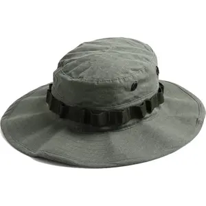 Vietnam Era Army Style Wide Brim Boonie Hat Tactical Outdoor Jungle Sun Cap - Olive Drab Rip-Stop