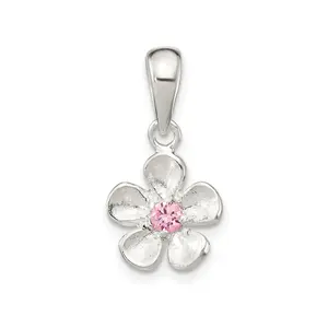 Pink Cubic Zirconia Flower Pendant