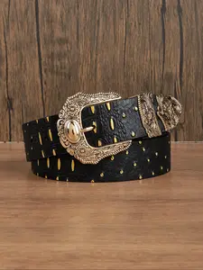 Women's Fashion Crocodile Embossed Flower Decorated PU Buckle Belt, Adjustable Belt, Western Style Belt, Casual Waistband for Jeans, Fashion Belt for Party, Daily Clothing Decor, Trendy Exquisite Belt for Gift
