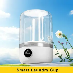 Laundry Cup, Portable Turbo Mini Washing Machine: Compact, Fast & Efficient Laundry Solution for Travel, Socks & Underwear – 1.2L Capacity, Waterproof Design, Rechargeable & Handy for On-the-Go! Baby clothes, Makeup Brushes, Pet clothes, Powder puff.