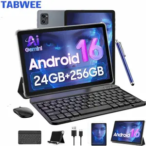 Android 16 Tablet Bundel 10.1'', 24GB+256GB(2TB TF), 8 in 1 Tablets with Keyboard Mouse Stylus, Gemini AI, T606 Octa-Core+8MP Camera, 5000mAh, Widevine L1, Suitable for Study, Office, Christma Gifts