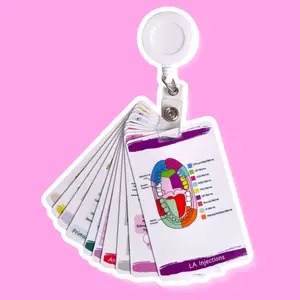 Dental Hygiene Clinical Reference Cards - 14 Double-Sided Durable Easy-Clean Cards with Badge Reel for Quick Access & Essential Clinical Info