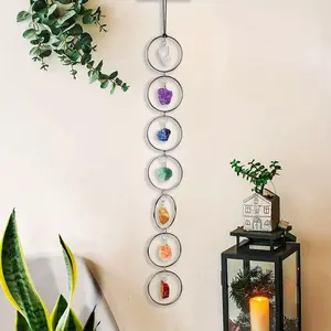 1pc Natural 7 Chakela Stone Raw Crystal Wall Decor Hanging Ornament Tree of Life Wall Hanger Tumbled Gemstones