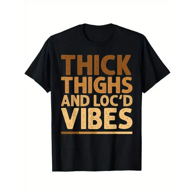 Men's Shortsleeve Graphic Print Tshirt, Vintage Oversized Menswear Tee with Funny 'Thick Thighs' Slogan, Great for Casual Meetups
