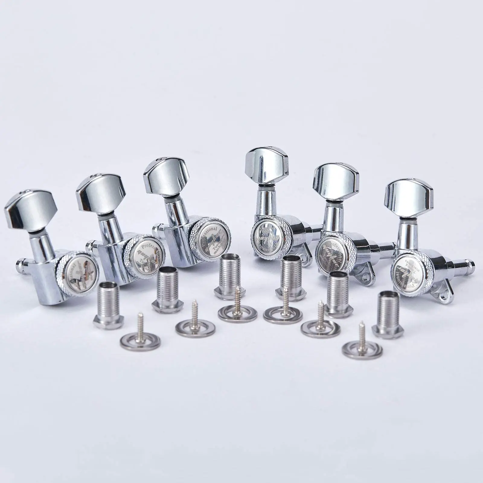 Guyker Locking Tuners (3L-3R) - 1:18 Lock String Guitar Tuning Machine Heads with Sealed Gears, Zinc Alloy Replacement for ST/TL/LP Style Electric, Acoustic Guitars