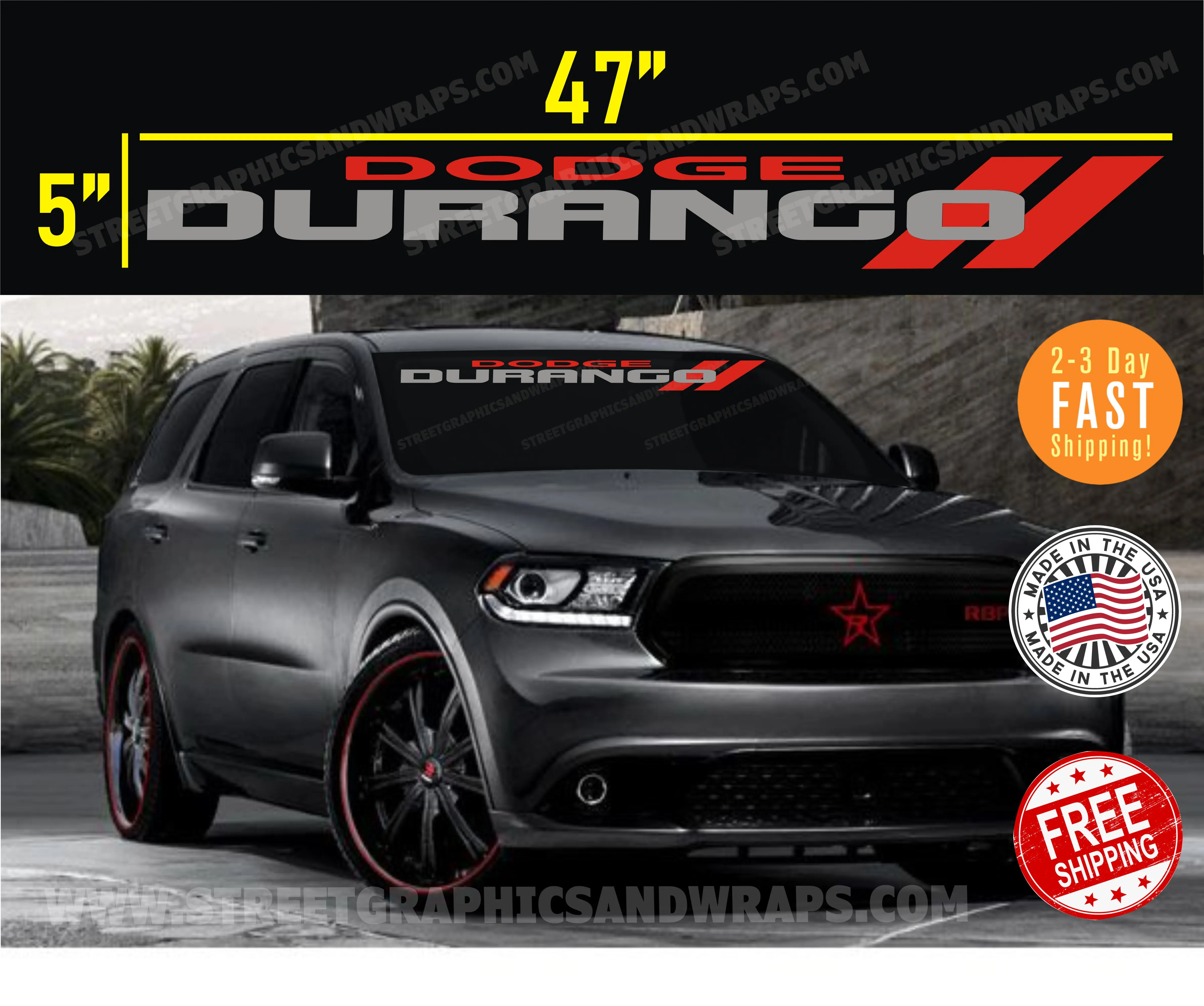DODGE DURANGO WINDSHIELD VINYL DECAL STICKER