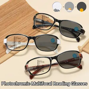 Photochromic Multifocal Reading Glasses Ultra Light High-definition UV Protective Presbyopia Eyewear Anti Blue Light Eyeglasses
